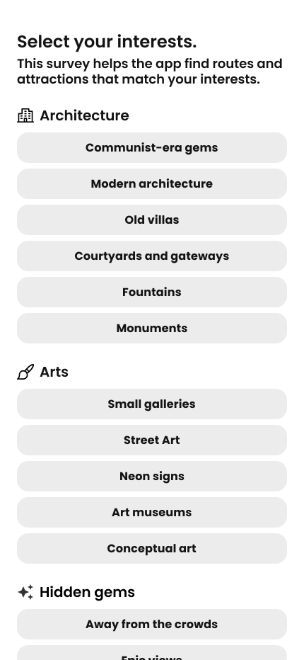 Initial survey screen