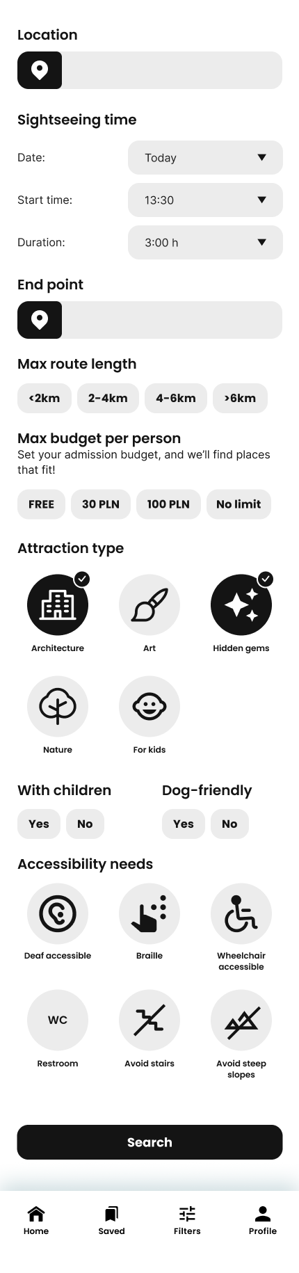 In-depth survey screen