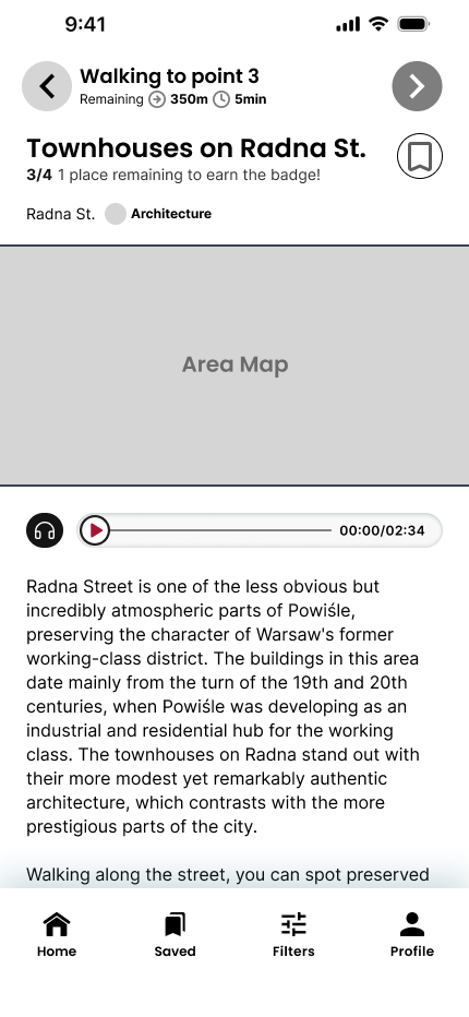 Route in progress screen