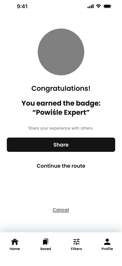Badge earned screen
