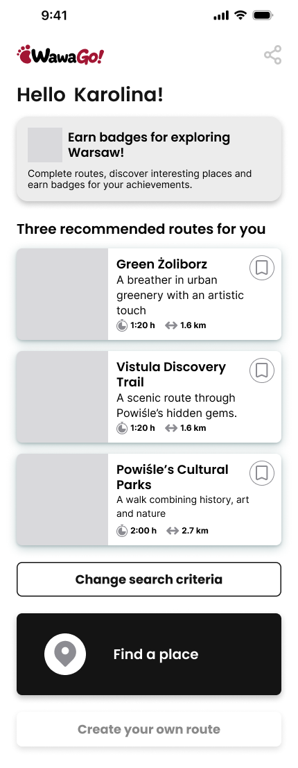 Home screen — after testing